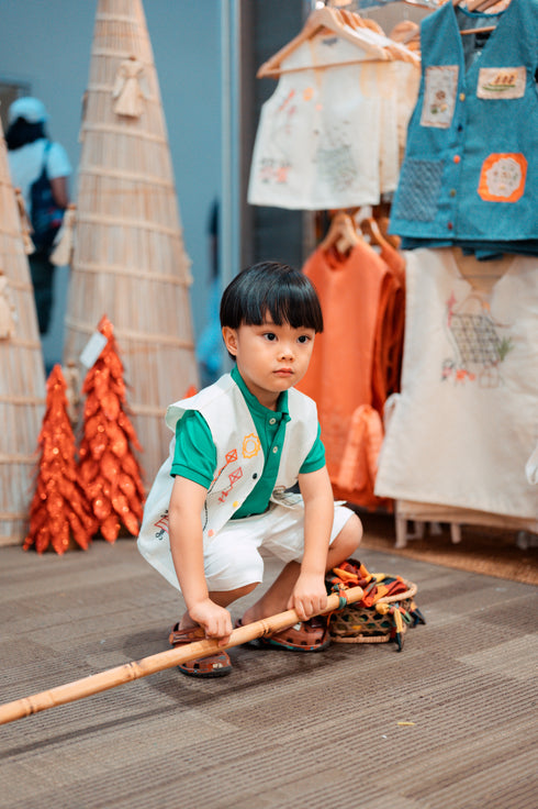 MNL EMGEE by Get Spotted: Denim Vest for Kids with Paguhit Embroidery