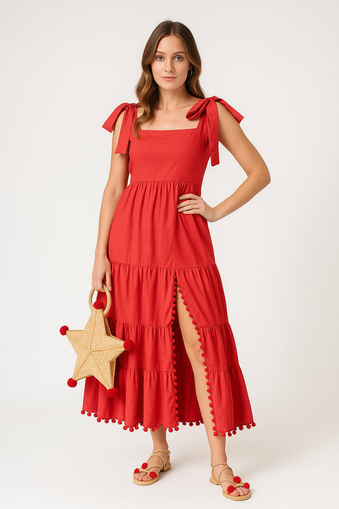 EMGEE by Get Spotted Holiday 2025: Sugarplum Maxi Dress in Poplin Red