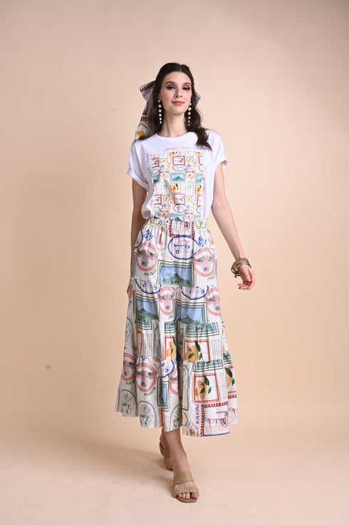 Jenny Print Series 2: Pamana Postmarks - Texana A-line Maxi Skirt