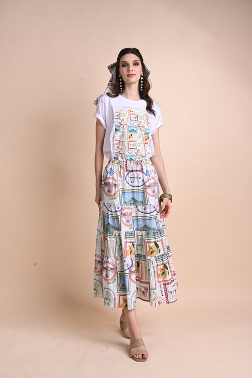 Jenny Print Series 2: Pamana Postmarks - Texana A-line Maxi Skirt