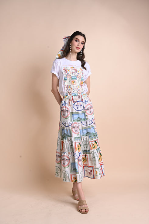 Jenny Print Series 2: Pamana Postmarks - Texana A-line Maxi Skirt