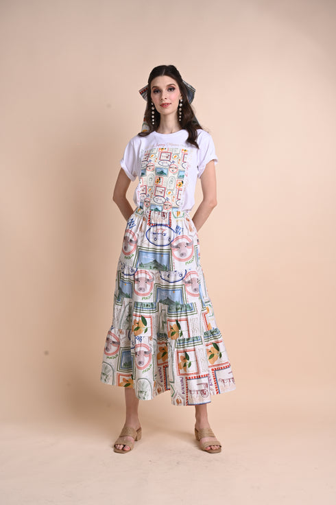 Jenny Print Series 2: Pamana Postmarks - Texana A-line Maxi Skirt