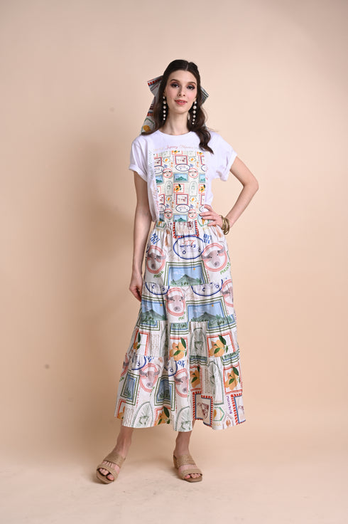 Jenny Print Series 2: Pamana Postmarks - Texana A-line Maxi Skirt