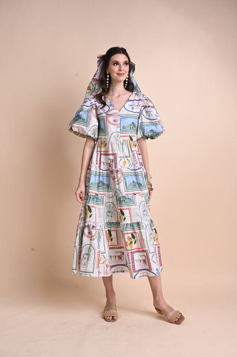 Jenny Print Series 2: Pamana Postmarks - Tiana Maxi Dress