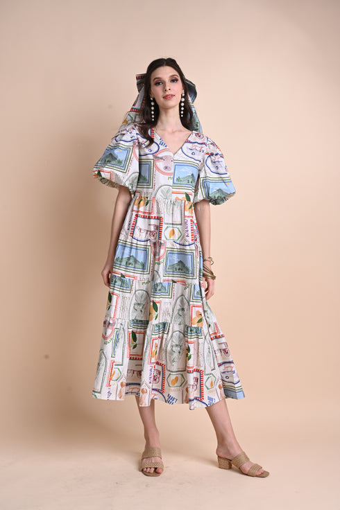 Jenny Print Series 2: Pamana Postmarks - Tiana Maxi Dress