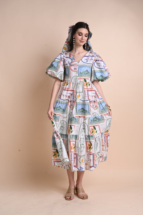 Jenny Print Series 2: Pamana Postmarks - Tiana Maxi Dress