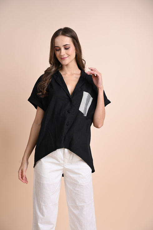 CHICKS x GS: Soledad Linen Black Top