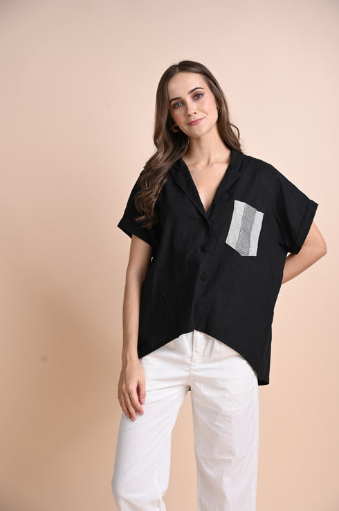 CHICKS x GS: Soledad Linen Black Top