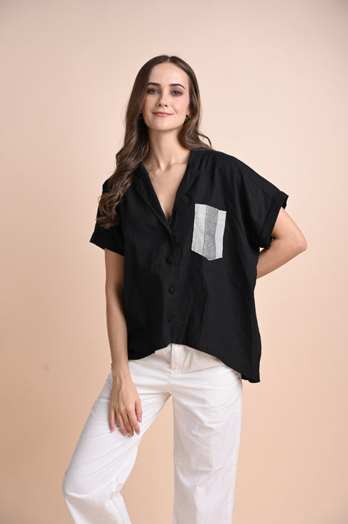 CHICKS x GS: Soledad Linen Black Top