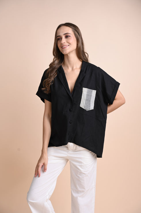 CHICKS x GS: Soledad Linen Black Top