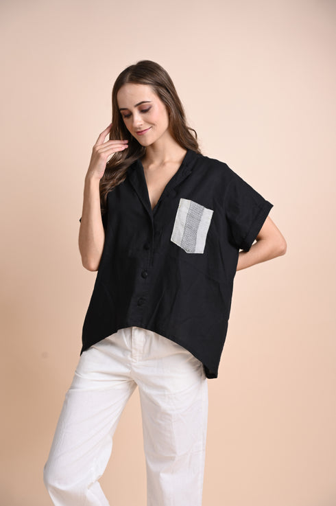 CHICKS x GS: Soledad Linen Black Top