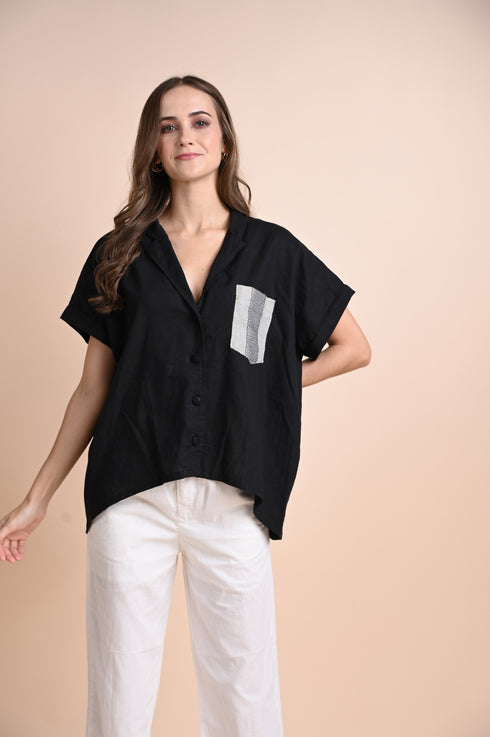 CHICKS x GS: Soledad Linen Black Top