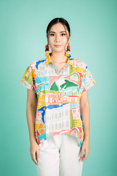 GS Limited Ed Discover Negros Artist Series: Coastal Serenity Oversized Top