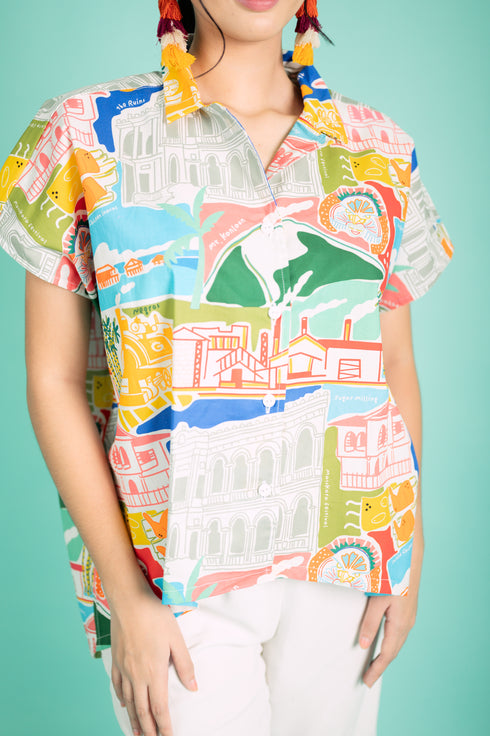 GS Limited Ed Discover Negros Artist Series: Coastal Serenity Oversized Top