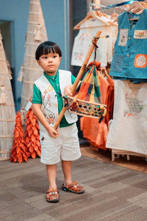 MNL EMGEE by Get Spotted: Denim Vest for Kids with Paguhit Embroidery