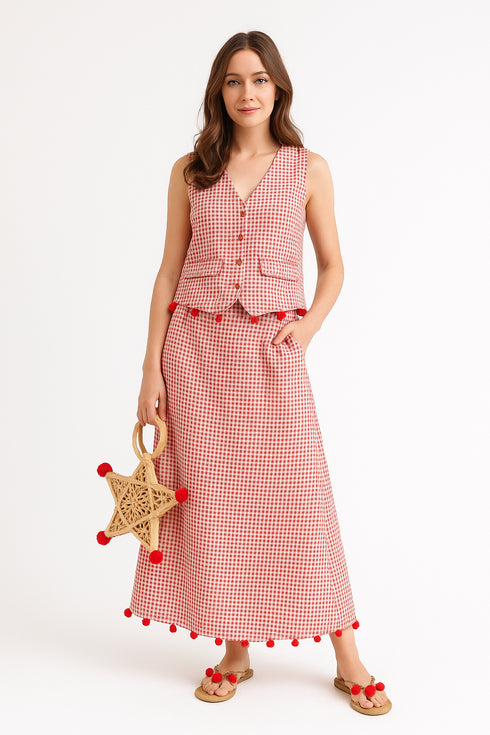 EMGEE by Get Spotted Holiday 2025: Gingham Vest in Red