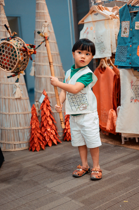 MNL EMGEE by Get Spotted: Denim Vest for Kids with Paguhit Embroidery