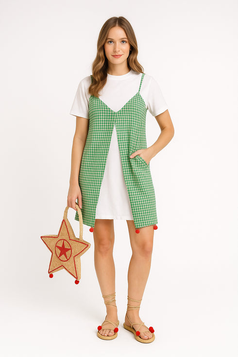 EMGEE by Get Spotted Holiday 2025: Cocoa Gingham Spaghetti Dress with Inner