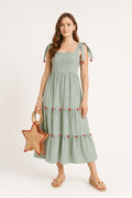 EMGEE by Get Spotted Holiday 2025: Bushy Seerksucker Maxi Dress in Seersucker Green