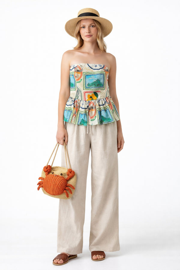 EMGEE by Get Spotted: Ashley Tube Top in Pamana Postmark Fabric