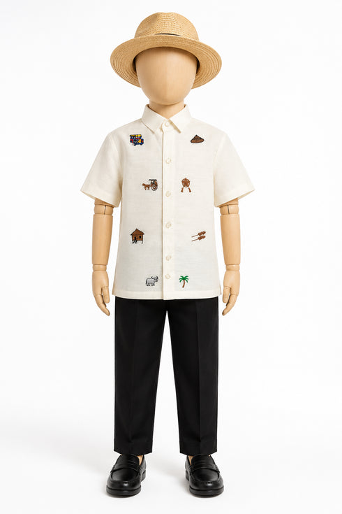 EMGEE by Get Spotted: Modern Filipiniana Trinidad Barong for Little Boys