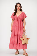 EMGEE by Get Spotted Holiday 2025: Doug Seerksucker Maxi Dress in Red