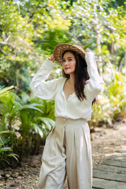 Bela Padilla x Get Spotted: Celeste Oversized Linen Button-Down Top