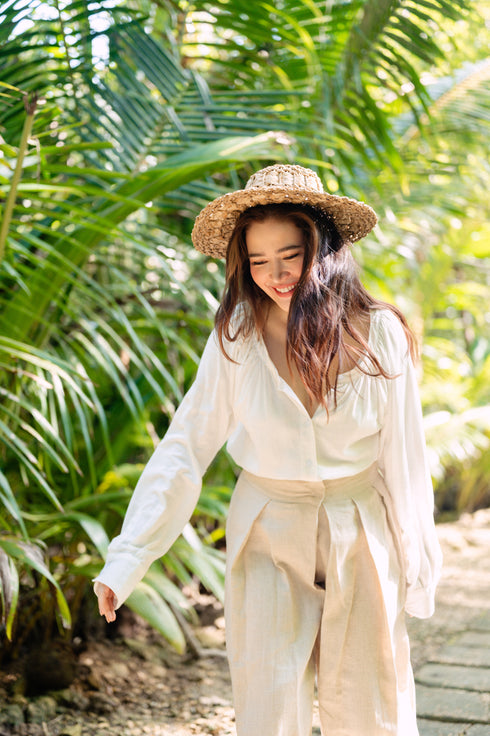 Bela Padilla x Get Spotted: Celeste Oversized Linen Button-Down Top