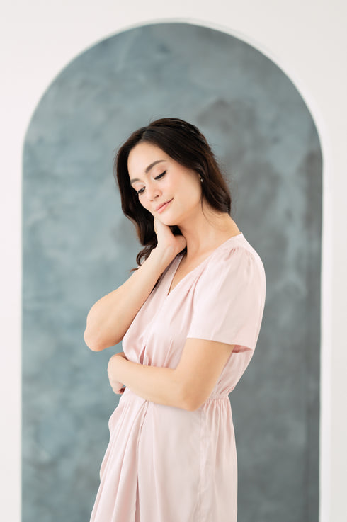 GS Party: Johanna Silk Dress with Sleeves