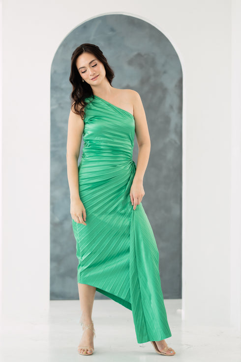 GS Party: Renee One Shoulder Pleated Dress with Cutout Details