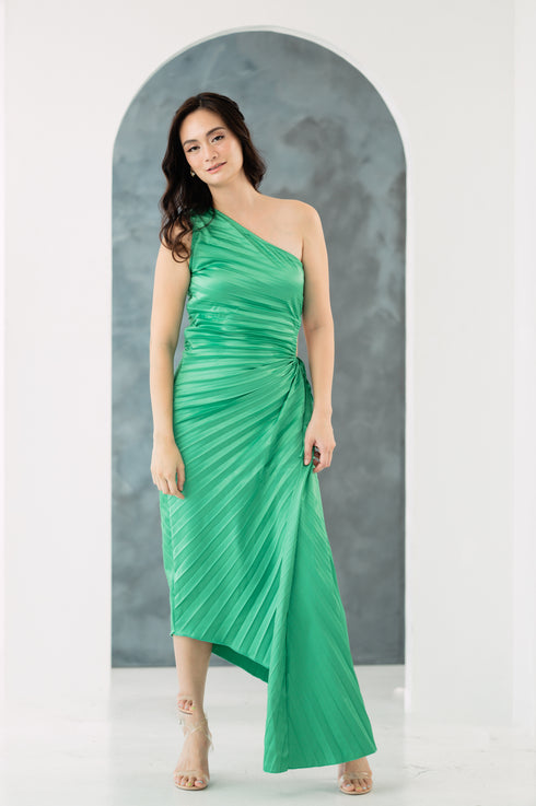 GS Party: Renee One Shoulder Pleated Dress with Cutout Details