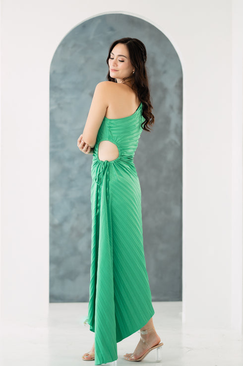 GS Party: Renee One Shoulder Pleated Dress with Cutout Details