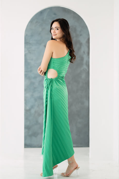 GS Party: Renee One Shoulder Pleated Dress with Cutout Details