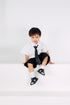 Grey by GS Col 1: Akita Top and Shorts Set with Necktie