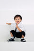 Grey by GS Col 1: Akita Top and Shorts Set with Necktie