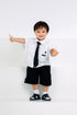 Grey by GS Col 1: Akita Top and Shorts Set with Necktie