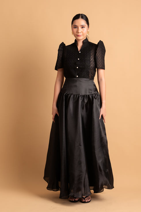 Modern Filipiniana: Nieves Top in Black