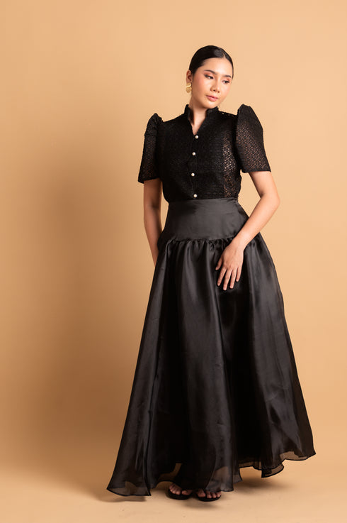 Modern Filipiniana: Nieves Top in Black