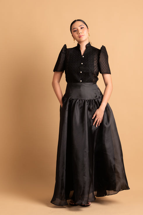 Modern Filipiniana: Nieves Top in Black