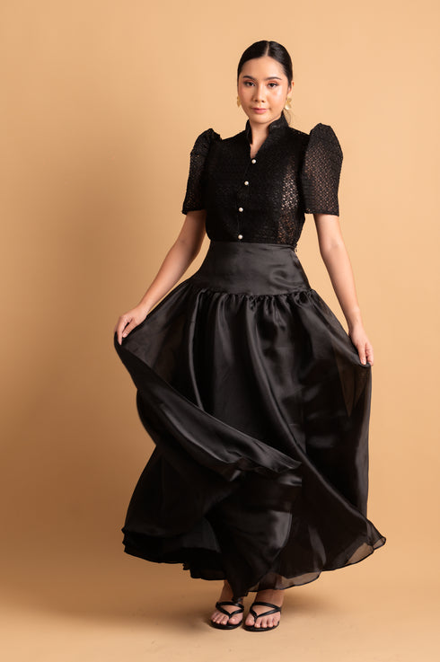 Modern Filipiniana: Nieves Top in Black