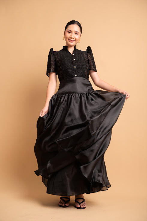 Modern Filipiniana: Nieves Top in Black