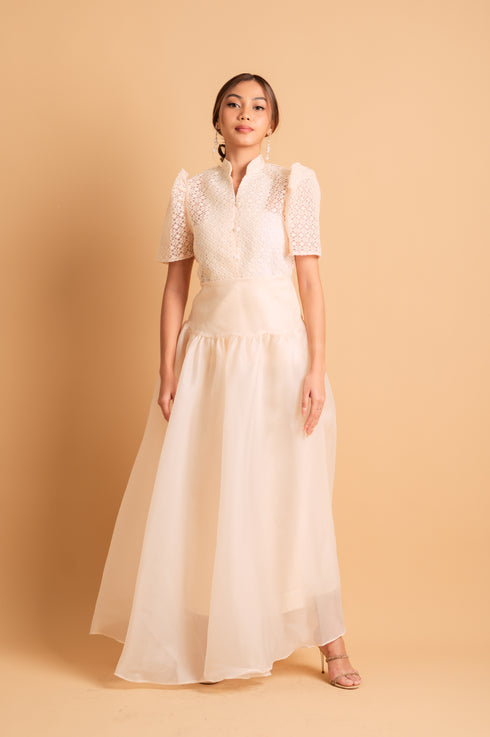 Modern Filipiniana: Nieves Top in White