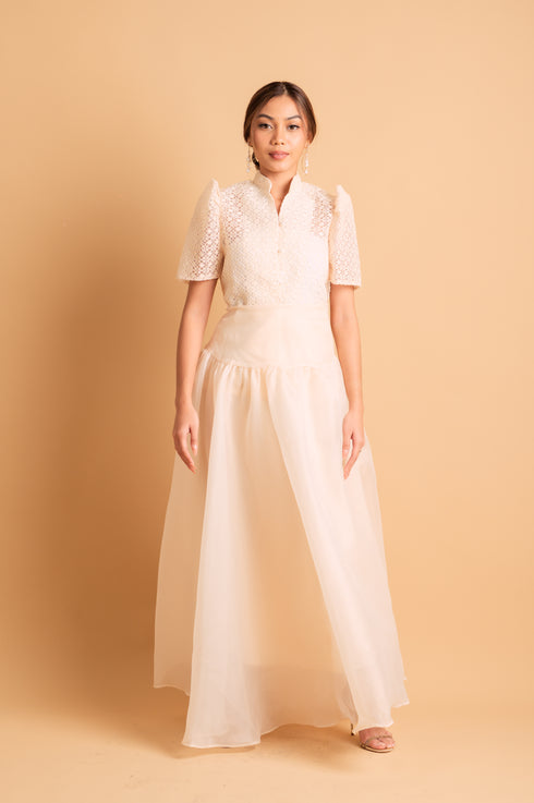 Modern Filipiniana: Nieves Top in White