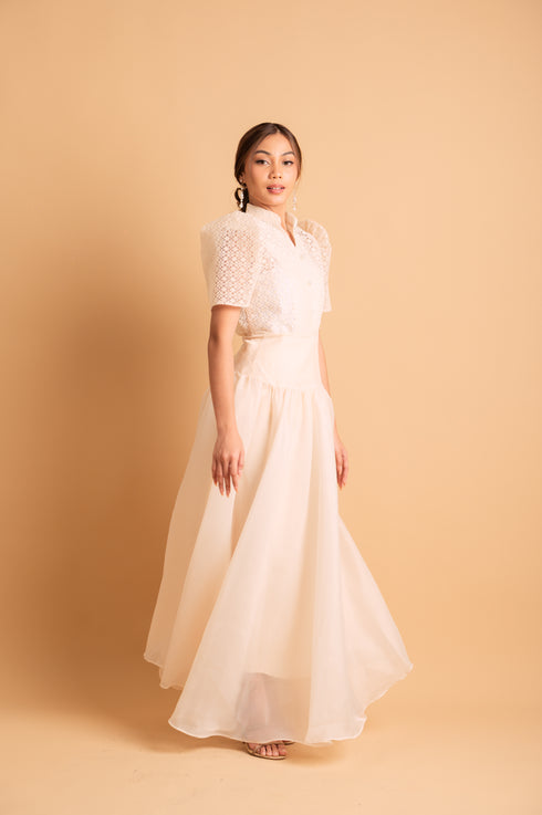Modern Filipiniana: Nieves Top in White