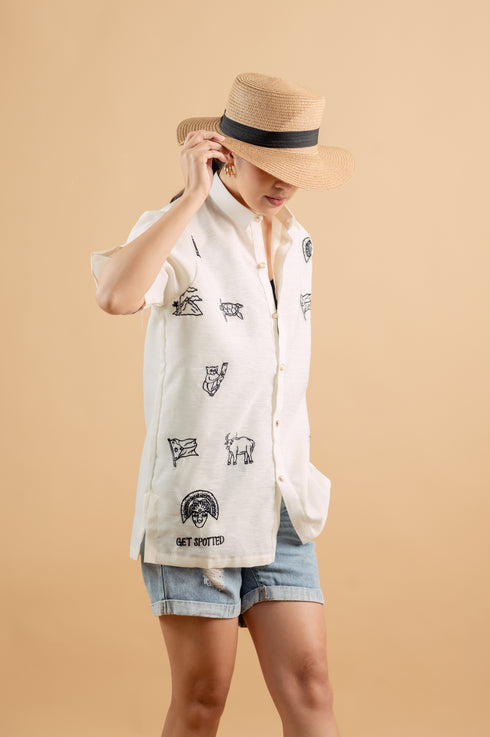 EMGEE by Get Spotted: Modern Filipiniana Del Pilar Unisex Barong for Little Boys (082125)