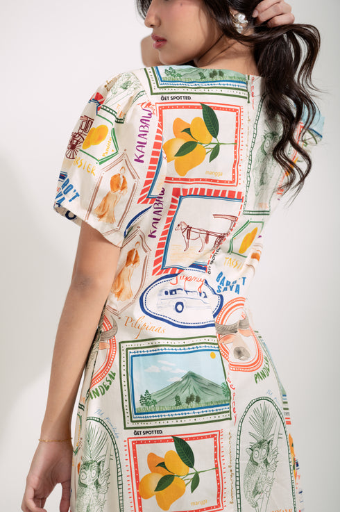 EMGEE by Get Spotted: Katrina Maxi Dress in Pamana Postmark Fabric