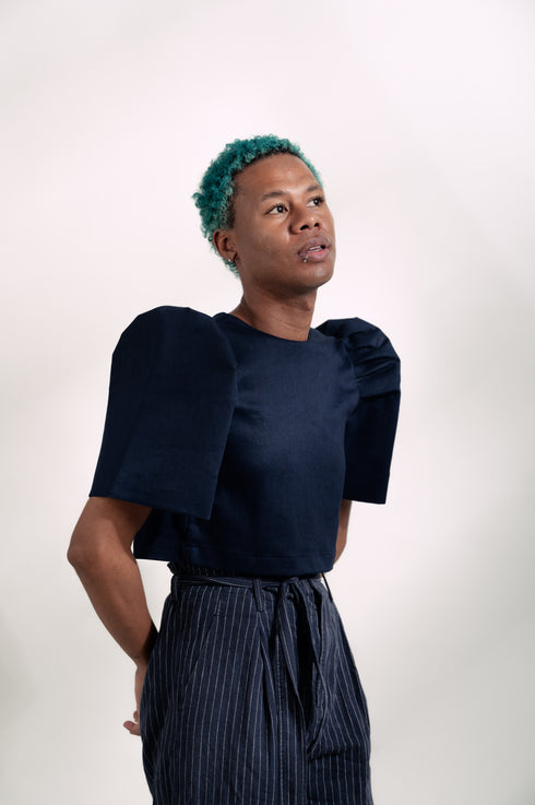 EMGEE by Get Spotted: Gabriela Top in Denim Fabric