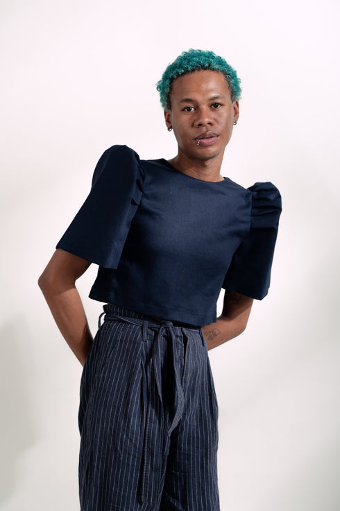 EMGEE by Get Spotted: Gabriela Top in Denim Fabric