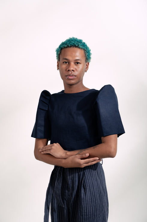 EMGEE by Get Spotted: Gabriela Top in Denim Fabric