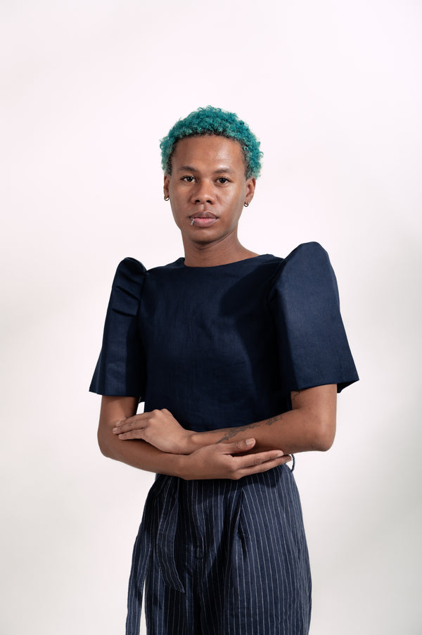 EMGEE by Get Spotted: Gabriela Top in Denim Fabric